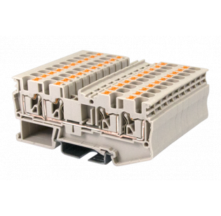 Клеммная колодка DINKLE DP4N-TR, Push-in, сечение провода 0.2-4 мм2, ток 32 A, Бежевый