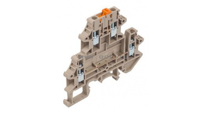Клеммная колодка DINKLE DKK2.5N-TG, Винтовая, сечение провода 0.34-2.5 мм2, ток 24 A, Бежевый фото 1