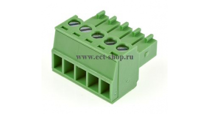 Клеммная колодка DINKLE EC381V-05P, Винтовая, 5 контактов, сечение провода 0.2-1.5 мм2, ток 14 A, Зеленый фото 1