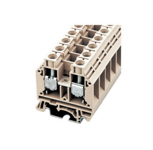 Клеммная колодка DINKLE DK16H (DK16), Винтовая, сечение провода 1.5-25 мм2, ток 101 A, Бежевый