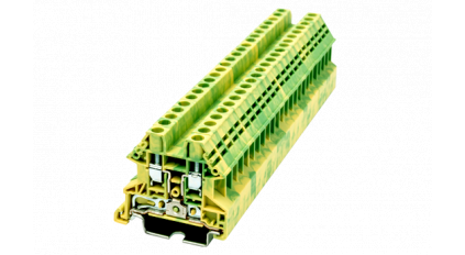 Клеммная колодка DINKLE DK4N-PE, Винтовая, сечение провода 0.34-4 мм2, ток 32 A, Желто-зеленый фото 1