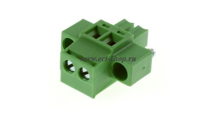 Клеммная колодка DINKLE EC381RLM-02P, Винтовая, 2 контакта, сечение провода 0.2-1.5 мм2, ток 14 A, Зеленый фото 1