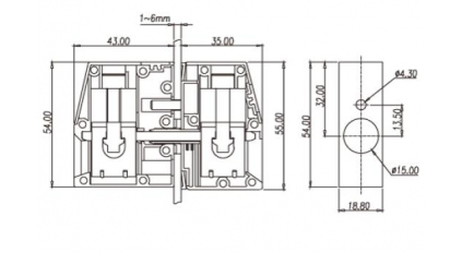 Клеммная колодка DINKLE PPAC-50, Винтовая, сечение провода 16-50 мм2, ток 150 A, Бежевый фото 3