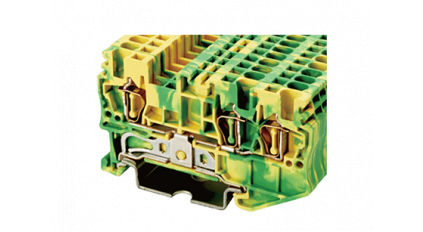 Клеммная колодка DINKLE AK1.5-TN-PE, Пружинная, сечение провода 0.14-1.5 мм2, ток 17.5 A, Желто-зеленый фото 1