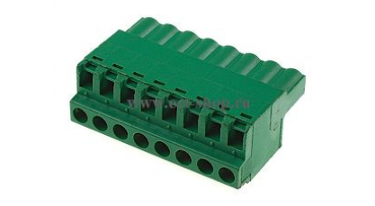 Клеммная колодка DINKLE 2ESDF-08P, Винтовая, 8 контактов, сечение провода 0.2-4 мм2, ток 18 A, Зеленый фото 1