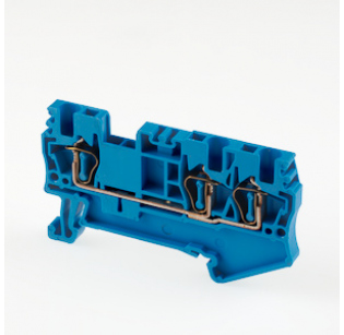 Клеммная колодка DINKLE AK1.5-TN-BL, Пружинная, сечение провода 0.14-1.5 мм2, ток 17.5 A, Синий