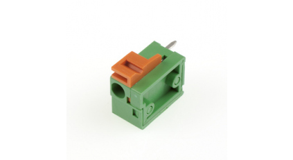Клеммная колодка DINKLE 142V-01P, Пружинная, 1 контакт, сечение провода 0.5-1.5 мм2, ток 17.5 A, Зеленый фото 1
