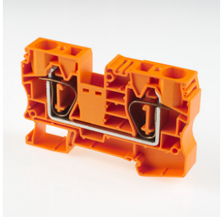 Клеммная колодка DINKLE AK16-OR, Пружинная, сечение провода 1.5-16 мм2, ток 76 A, Оранжевый