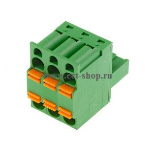 Клеммная колодка DINKLE 2ESDBA-03P, Пружинная, 3 контакта, сечение провода 0.2-2.5 мм2, ток 15 A, Зеленый