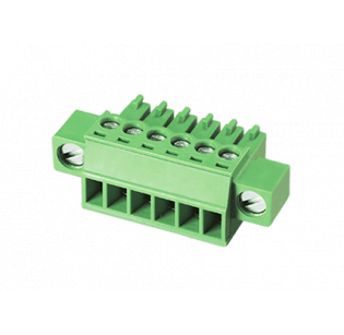 Клеммная колодка DINKLE EC381VM-06P, Винтовая, 6 контактов, сечение провода 0.2-1.5 мм2, ток 14 A, Зеленый