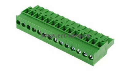 Клеммная колодка DINKLE 2ESDP-14P, Винтовая, 14 контактов, сечение провода 0.2-4 мм2, ток 18 A, Зеленый фото 1