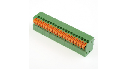 Клеммная колодка DINKLE 141R-20P, Пружинная, 20 контактов, сечение провода 0.14-0.5 мм2, ток 6 A, Зеленый фото 1
