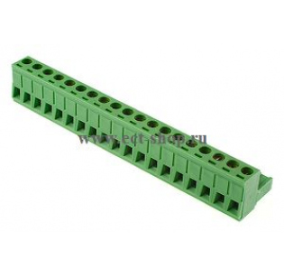 Клеммная колодка DINKLE 2ESDV-19P, Винтовая, 19 контактов, сечение провода 0.2-4 мм2, ток 18 A, Зеленый