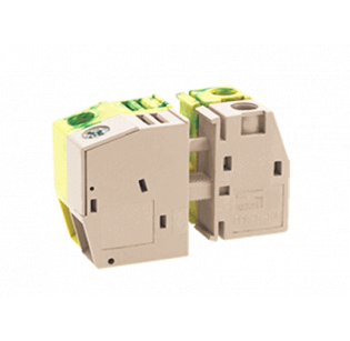 Клеммная колодка DINKLE PPACN-10G, Винтовая, сечение провода 0.5-16 мм2, ток 76 A, Желто-зеленый