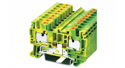 Клеммная колодка DINKLE DP4N-PE, Push-in, сечение провода 0.2-4 мм2, ток 32 A, Желто-зеленый фото 1