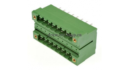 Клеммная колодка DINKLE 5EHDBVM-16P, 16 контактов, сечение провода - мм2, ток 18 A, Зеленый фото 1