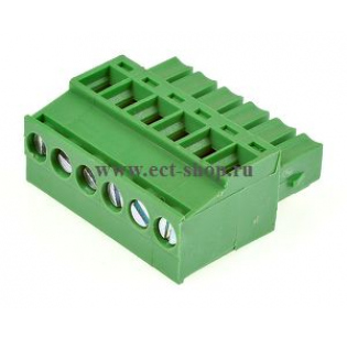 Клеммная колодка DINKLE EC381RL-06P, Винтовая, 6 контактов, сечение провода 0.2-1.5 мм2, ток 14 A, Зеленый