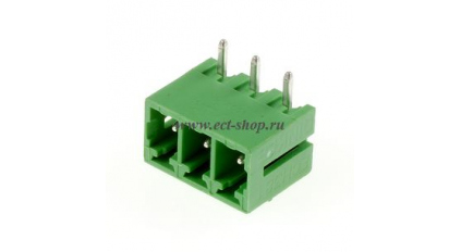 Клеммная колодка DINKLE ECH350R-03P, 3 контакта, сечение провода - мм2, ток 14 A, Зеленый фото 1