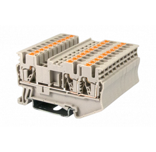 Клеммная колодка DINKLE DP2.5N-TN, Push-in, сечение провода 0.14-2.5 мм2, ток 24 A, Бежевый