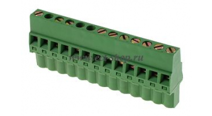 Клеммная колодка DINKLE 2ESDRL-13P, Винтовая, 13 контактов, сечение провода 0.2-2.5 мм2, ток 18 A, Зеленый фото 1