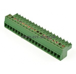 Клеммная колодка DINKLE EC350V-19P, Винтовая, 19 контактов, сечение провода 0.2-1.5 мм2, ток 14 A, Зеленый