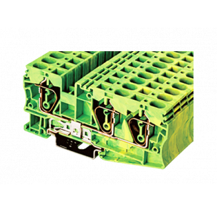 Клеммная колодка DINKLE AK6-TN-PE, Пружинная, сечение провода 0.5-6 мм2, ток 41 A, Желто-зеленый