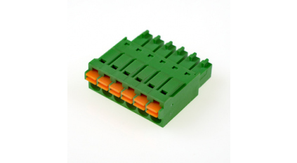 Клеммная колодка DINKLE 0221-2006, Пружинная, 6 контактов, сечение провода 0.2-1.5 мм2, ток 8 A, Зеленый фото 2