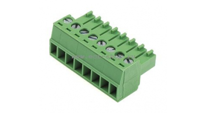 Клеммная колодка DINKLE EC350V-08P, Винтовая, 8 контактов, сечение провода 0.2-1.5 мм2, ток 14 A, Зеленый фото 1