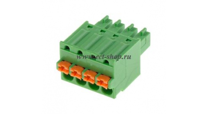 Клеммная колодка DINKLE ESC381V-04P, Пружинная, 4 контакта, сечение провода 0.2-1.5 мм2, ток 8 A, Зеленый фото 1