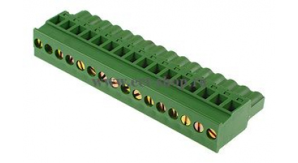 Клеммная колодка DINKLE 2ESDPL-16P, Винтовая, 16 контактов, сечение провода 0.2-4 мм2, ток 18 A, Зеленый фото 1