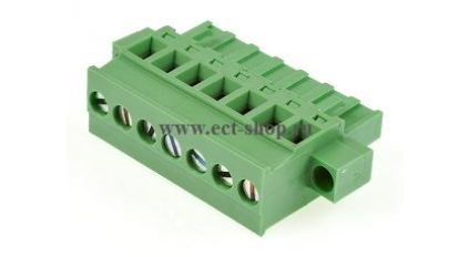 Клеммная колодка DINKLE 5ESDPM-07P, Винтовая, 7 контактов, сечение провода 0.2-4 мм2, ток 18 A, Зеленый фото 1