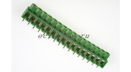 Клеммная колодка DINKLE 166-16P, Винтовая, 16 контактов, сечение провода 0.5-4 мм2, ток 24 A, Зеленый фото 1