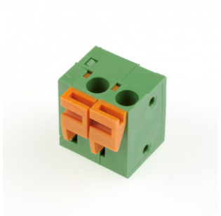 Клеммная колодка DINKLE 142R-02P, Пружинная, 2 контакта, сечение провода 0.5-1.5 мм2, ток 17.5 A, Зеленый