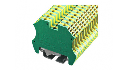 Клеммная колодка DINKLE DK2.5-PE, Винтовая, сечение провода 0.5-2.5 мм2, ток 24 A, Желто-зеленый фото 1