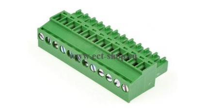 Клеммная колодка DINKLE EC350R-12P, Винтовая, 12 контактов, сечение провода 0.2-1.5 мм2, ток 14 A, Зеленый фото 1