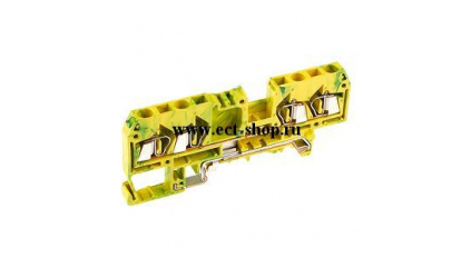 Клеммная колодка DINKLE SG4K2.5, Пружинная, сечение провода 0.5-2.5 мм2, ток 24 A, Желто-зеленый фото 1