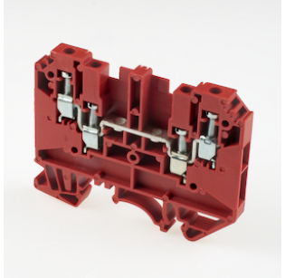 Клеммная колодка DINKLE DK4-TR-RD, Винтовая, сечение провода 0.5-4 мм2, ток 32 A, Красный