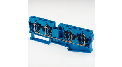 Клеммная колодка DINKLE AK6-TR-BL, Пружинная, сечение провода 0.5-6 мм2, ток 41 A, Синий фото 1