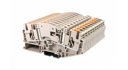 Клеммная колодка DINKLE DPTD6N, Push-in, сечение провода 0.5-6 мм2, ток 30 A, Бежевый фото 1