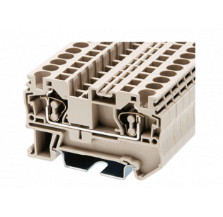 Клеммная колодка DINKLE AK4, Пружинная, сечение провода 0.2-4 мм2, ток 32 A, Бежевый