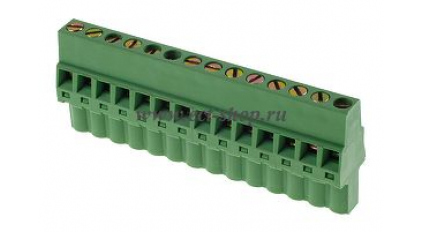 Клеммная колодка DINKLE 5ESDRL-14P, Винтовая, 14 контактов, сечение провода 0.2-2.5 мм2, ток 18 A, Зеленый фото 1