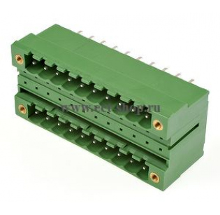 Клеммная колодка DINKLE 5EHDBVM-20P, 20 контактов, сечение провода - мм2, ток 18 A, Зеленый