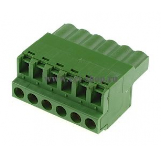 Клеммная колодка DINKLE 5ESDF-06P, Винтовая, 6 контактов, сечение провода 0.2-4 мм2, ток 18 A, Зеленый