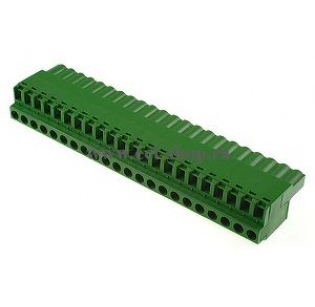 Клеммная колодка DINKLE 5ESDF-22P, Винтовая, 22 контакта, сечение провода 0.2-4 мм2, ток 18 A, Зеленый