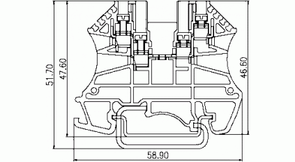 Клеммная колодка DINKLE DK1.5-TR-BL (UDK1.5-BL), Винтовая, сечение провода 0.5-1.5 мм2, ток 17.5 A, Синий фото 2