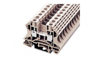 Клеммная колодка DINKLE DK6, Винтовая, сечение провода 0.5-6 мм2, ток 41 A, Бежевый фото 1