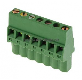 Клеммная колодка DINKLE 5ESDRL-07P, Винтовая, 7 контактов, сечение провода 0.2-2.5 мм2, ток 18 A, Зеленый