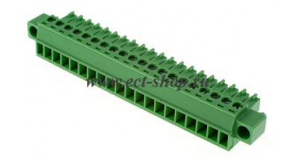 Клеммная колодка DINKLE EC350VM-20P, Винтовая, 20 контактов, сечение провода 0.2-1.5 мм2, ток 14 A, Зеленый фото 1