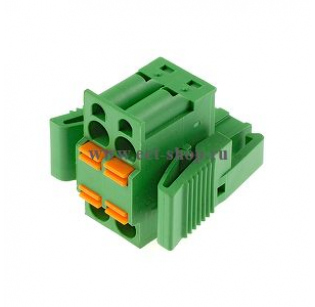 Клеммная колодка DINKLE 2ESDBAT-02P, Пружинная, 2 контакта, сечение провода 0.2-2.5 мм2, ток 15 A, Зеленый