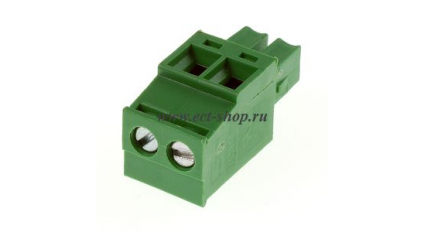Клеммная колодка DINKLE EC381RL-02P, Винтовая, 2 контакта, сечение провода 0.2-1.5 мм2, ток 14 A, Зеленый фото 1